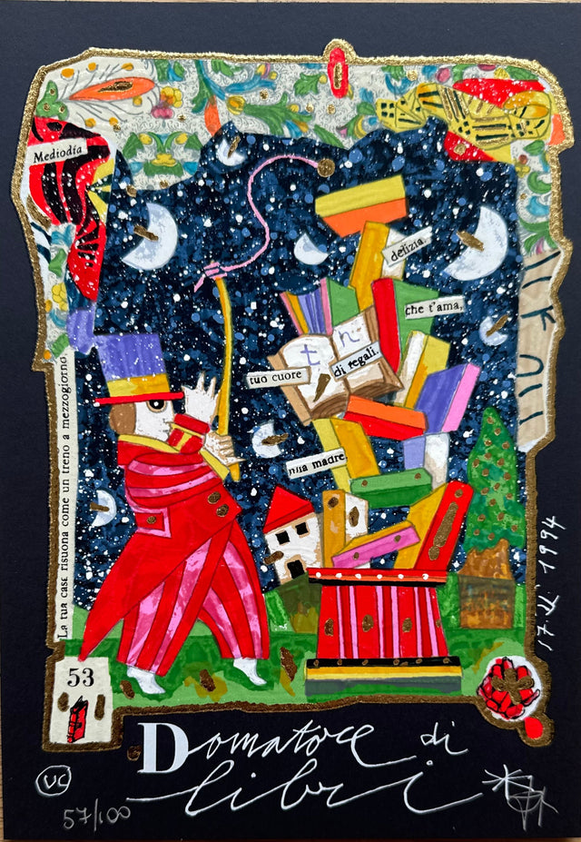 Domatore di libri (fondo blu) | Francesco Musante