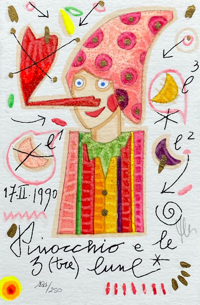 Pinocchio e le 3 (tre) lune (Fondo bianco) | Francesco Musante