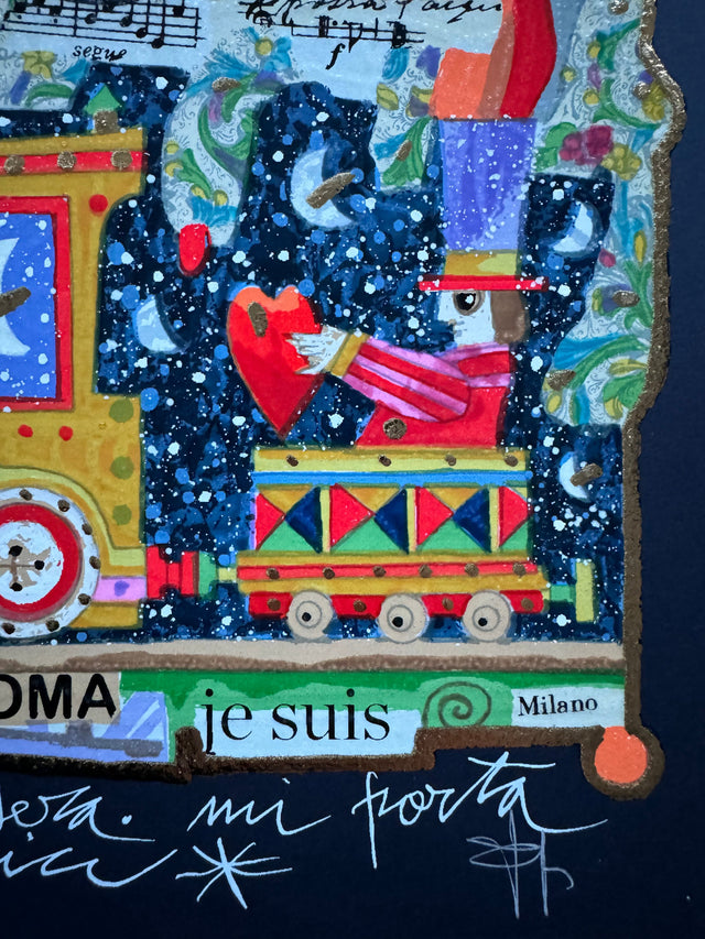 Il treno della sera mi porta sogni felici (fondo blu) | Francesco Musante