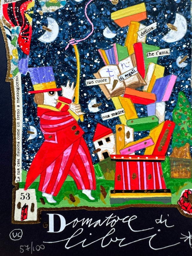 Domatore di libri (fondo blu) | Francesco Musante