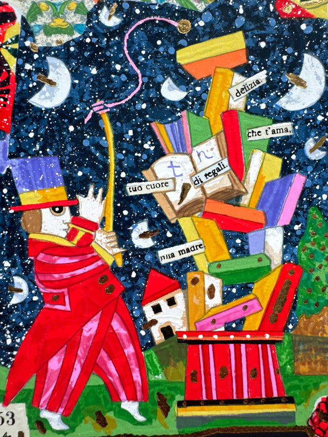 Domatore di libri (fondo blu) | Francesco Musante