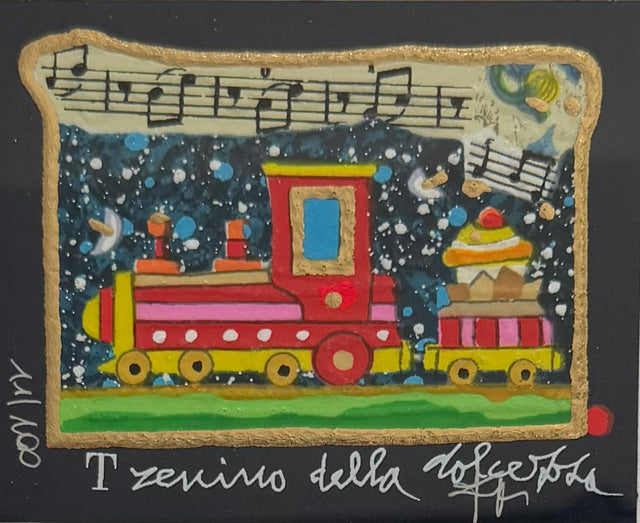 Opera in cornice: Trenino della dolcezza (fondo blu) | Francesco Musante