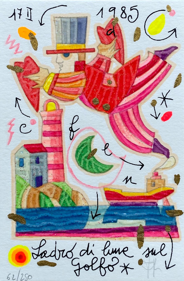 Ladro di lune sul golfo II (Fondo bianco) | Francesco Musante