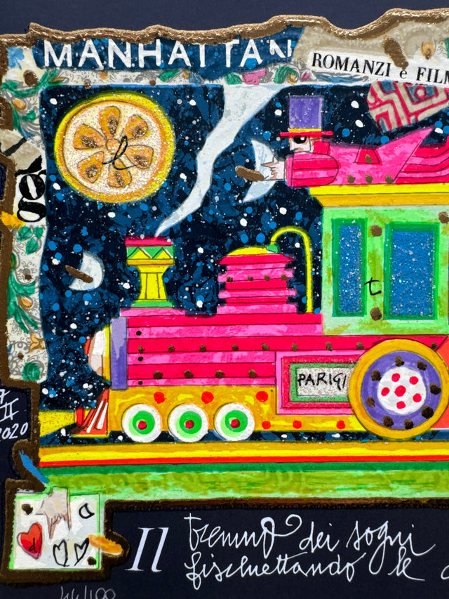 Il trenino dei sogni felici viaggia veloce (fondo blu) | Francesco Musante
